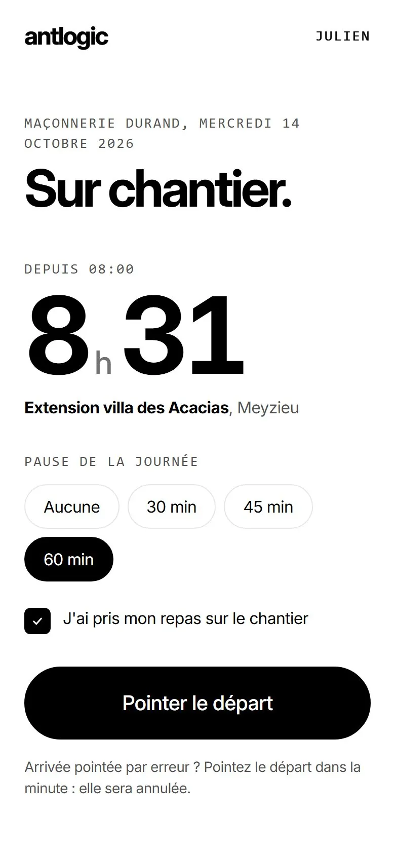 Le téléphone du salarié pendant la journée : temps écoulé, pause, repas, départ